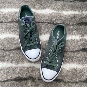 Dark Green Washed Effect Low Top Converse